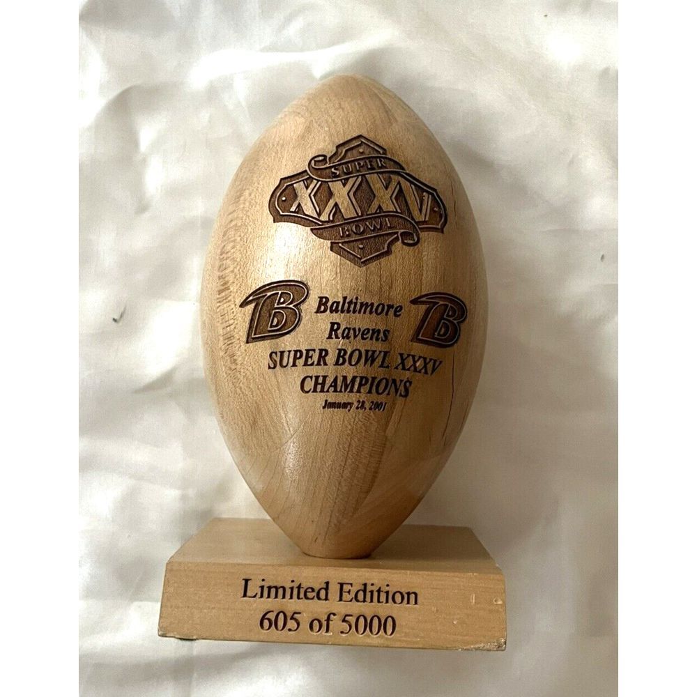 Ravens Vs Giants Wooden Engraved Football NFL Super Bowl Champs Grid Works, Inc.